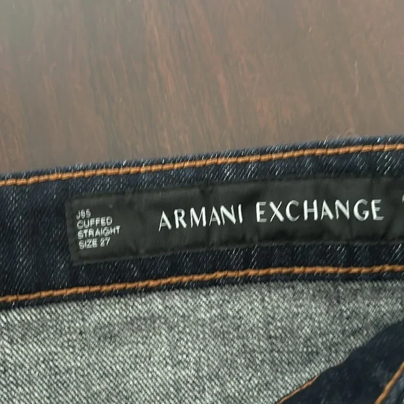 Armani Exchange Hi Waist Cuff Straight Ankle Dark Wash Jeans Women size 27 - Picture 14 of 17
